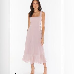 Show me your MuMu | Claire mauve antique rose midi dress Women’s size S smocked